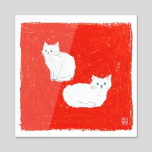 Two white cats - Acrylic by Kang EunYoung