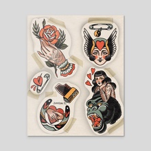 Tattoo Flash - Acrylic by Jessica O.