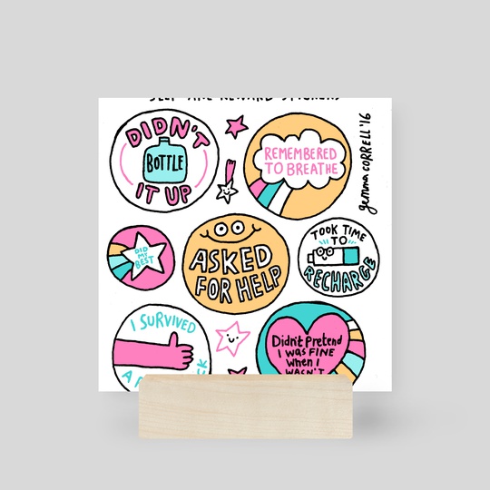 Self Care stickers by gemma correll